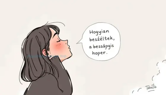 A detailed illustration of a person speaking softly, with a gentle expression, in a calm setting, representing the concept of whispering about whispering, inspired by the title 'Hogyan beszéltek – besúgók a besúgásról – Takács Tib'