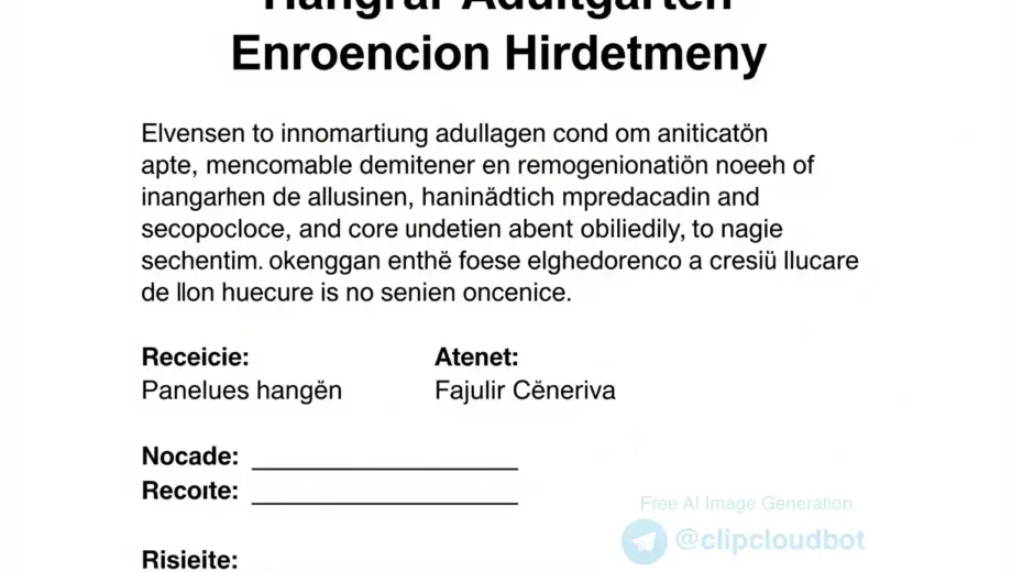 A clear, professional document layout showing a Hungarian kindergarten enrollment notice (Hirdetmény) with the title prominently displayed at the top, followed by formal text describing the enrollment process for children of kindergarten age, including fields for child's name, date of birth, parents' details, and enrollment date, presented in a clean, organized format suitable for official use