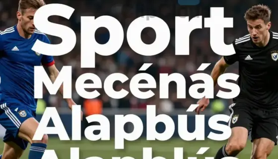 A formal announcement poster for a 2018 sports sponsorship call, featuring bold Hungarian text 'Pályázati felhívás Sport Mecénás Alapból igényelhető 2018. évi t' prominently displayed in a professional layout, with dynamic sports imagery like athletes in action (e.g., football player, runner) in the background, clean typography, and a motivational yet official tone, suitable for print or digital distribution