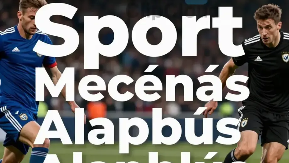 A formal announcement poster for a 2018 sports sponsorship call, featuring bold Hungarian text 'Pályázati felhívás Sport Mecénás Alapból igényelhető 2018. évi t' prominently displayed in a professional layout, with dynamic sports imagery like athletes in action (e.g., football player, runner) in the background, clean typography, and a motivational yet official tone, suitable for print or digital distribution