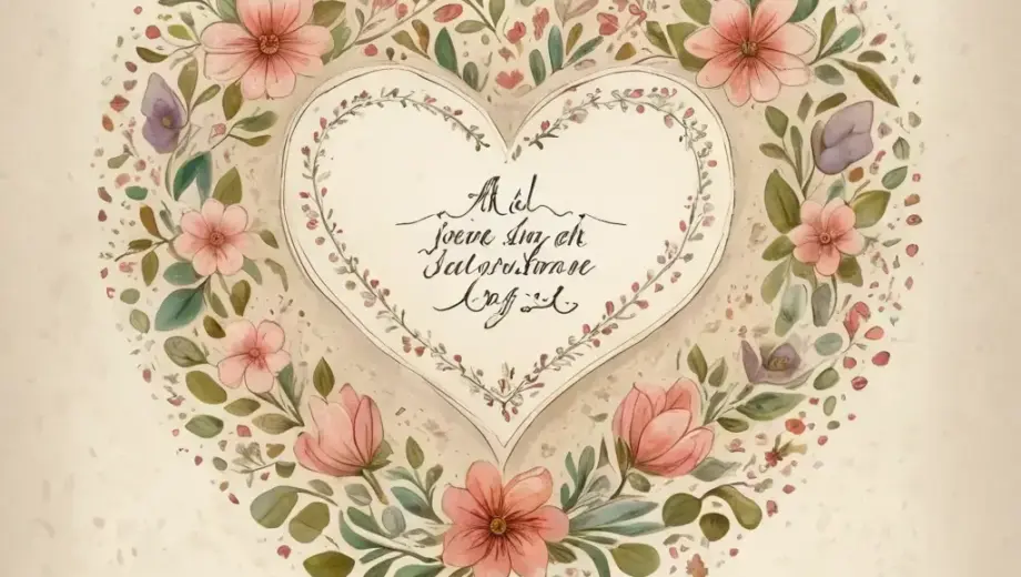 A vintage-style heart-shaped page with handwritten text in Hungarian, featuring the phrase 'A szenes szívlapát – ezt is én írtam' and 'ha Szent Borb' at the bottom, surrounded by delicate floral illustrations and a subtle parchment texture background