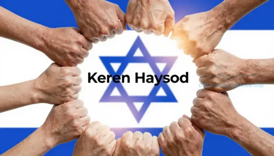 A symbolic representation of the Keren Hayesod organization's activities in September, featuring abstract elements like interconnected hands forming a circle, subtle Israeli flag colors in the background, and soft glowing light suggesting hope and unity, without any text or logos