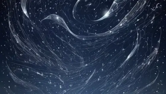 A surreal illustration of a massive swarm of invisible or abstract sound waves forming into ghostly, non-existent bird-like creatures with shimmering, translucent wings and musical notes floating around them, set against a dark starry night sky with faint glowing musical staff lines, conveying the concept of 720 million non-existent bird sounds