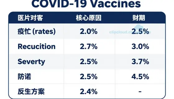 A clear, professional infographic-style table comparing the effectiveness of different COVID-19 vaccines, showing data on infection rates, severity reduction, and duration of protection, with clean typography and medical-themed visual elements