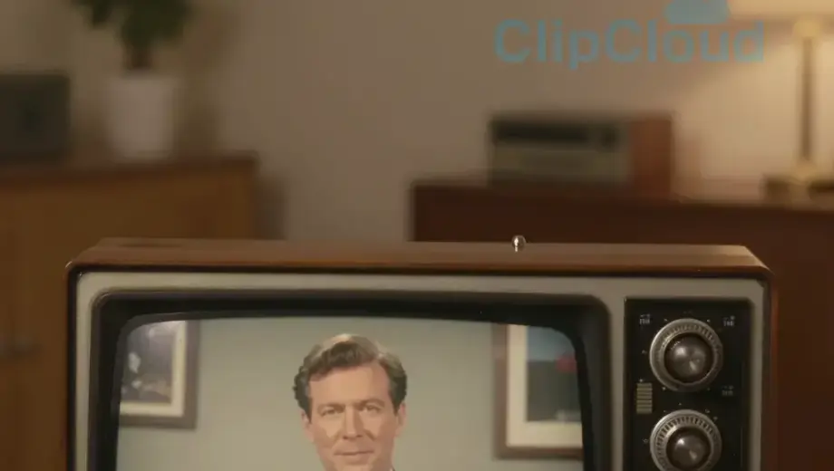 A vintage television set from Miskolc, Hungary, displaying a classic news broadcast with a male news anchor in a suit, warm analog TV glow, retro 1970s-80s style, detailed studio background with period-appropriate furniture and decor, soft focus on the screen content