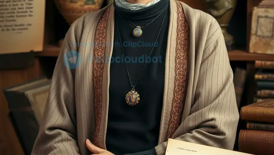 A portrait of Dr. Róna Iván, a Hungarian historian and archaeologist, depicted in a scholarly setting with ancient artifacts and historical documents surrounding her, conveying a sense of intellectual depth and historical significance