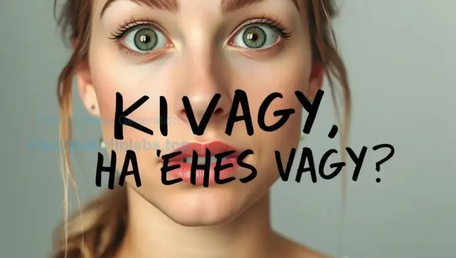 A close-up portrait of a young Hungarian woman with a curious expression, looking directly at the viewer, with the Hungarian text "KIVAGY, HA ÉHES VAGY?" written in bold, handwritten-style font across the center of the image, set against a simple, neutral background