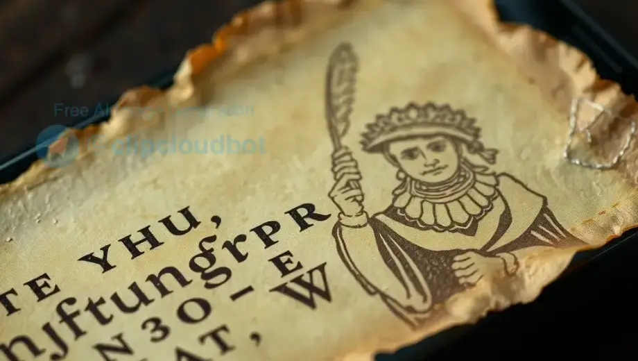 A close-up of a weathered ancient parchment partially covering a modern smartphone screen, showing faded Hungarian runes and cryptic symbols, with a faint ghostly figure of a man in traditional attire holding a quill, soft ambient lighting, high detail, no text or numbers visible