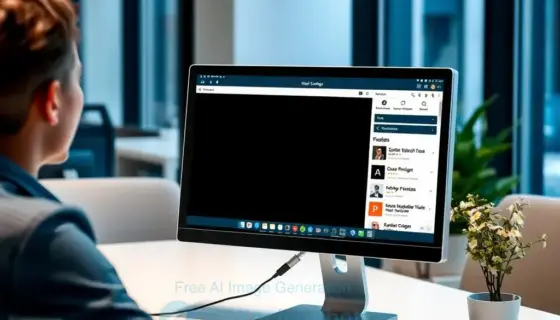 A modern office setting with a person looking at a computer screen where the email newsletter is not displaying properly, showing a blank or distorted email interface, with subtle visual cues indicating a technical issue, clean and professional atmosphere