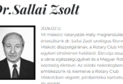 85 éves korában elhunyt dr. Sallai Zsolt, Miskolc díszpolgára