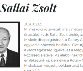 85 éves korában elhunyt dr. Sallai Zsolt, Miskolc díszpolgára