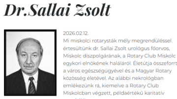 85 éves korában elhunyt dr. Sallai Zsolt, Miskolc díszpolgára