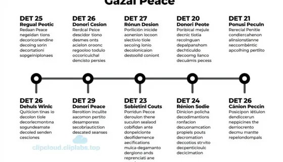 A detailed schematic diagram illustrating the timeline and key milestones of the second phase of the Gázai Peace, showing dates, locations, political negotiations, military movements, and civilian impacts in a clear, structured format