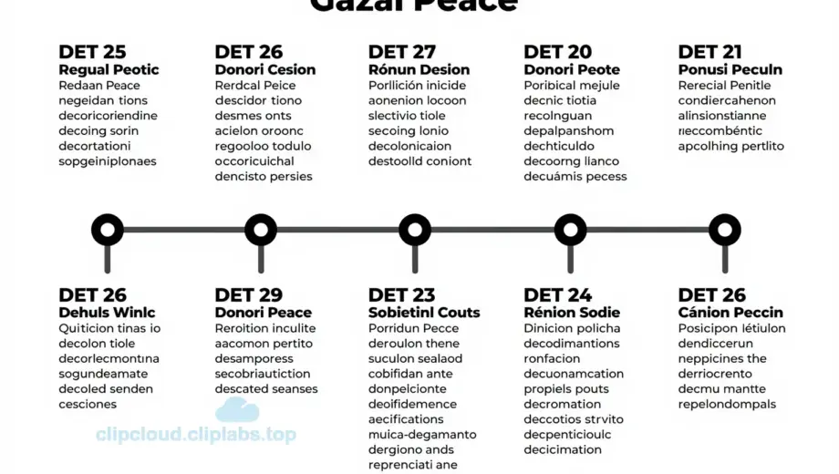 A detailed schematic diagram illustrating the timeline and key milestones of the second phase of the Gázai Peace, showing dates, locations, political negotiations, military movements, and civilian impacts in a clear, structured format