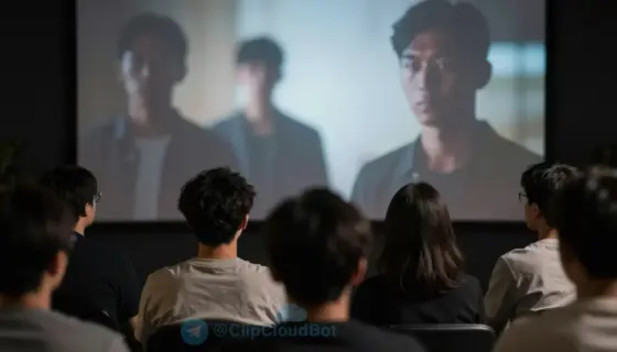 A serious documentary-style image depicting a group of people sitting in a dimly lit room watching a television screen showing a blurred, abstract representation of adult content, with shadows and muted colors conveying tension and reflection, no visible faces, no text or logos