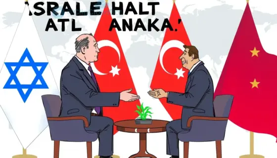 A symbolic diplomatic scene showing Israel halting Ankara, with subtle visual cues of American criticism and the Sabak people involved, set against a neutral international backdrop, no text or flags visible, focus on body language and atmosphere of tension and negotiation