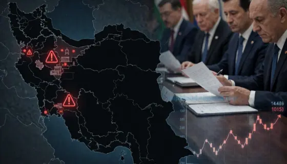 A tense geopolitical scene showing a shadowy map of Iran with subtle red warning symbols over key facilities, a blurred background of international diplomats in formal attire reviewing documents, and a faint digital overlay of polling data graphs with surprising results, all rendered in a realistic, high-detail style suitable for a news article on military escalation and public opinion